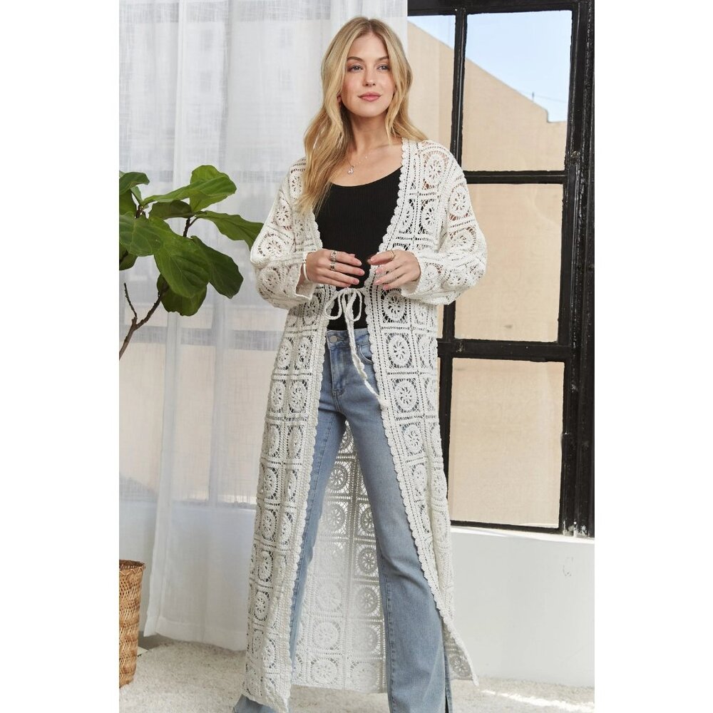 ADORA Long Sleeves Crochet Elastic Cardigan - Picture 5 of 9